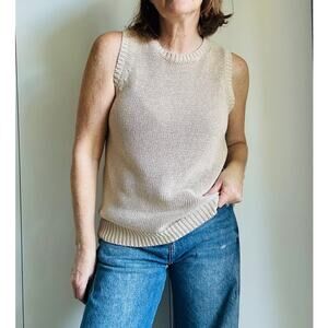 J. McLaughlin Alto Knit Neutral Shell Size M layering Minimalist Cotton